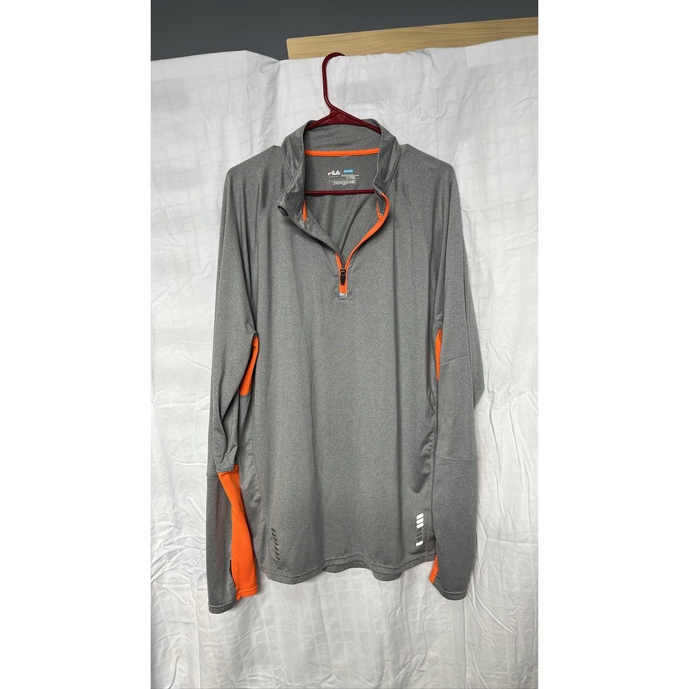 FILA Go The Distance Running Shirt, Activewear Top-large fitted,, gray multi XXL